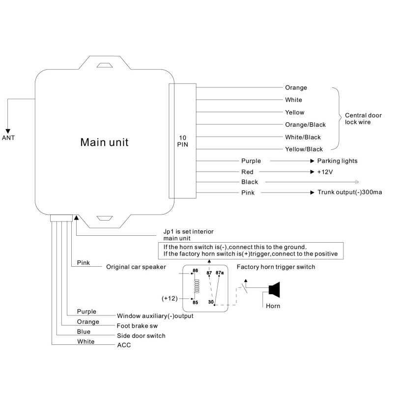 12V Universal Car Unlock Kit Car Alarm System Anti-Hijacking Central Locking System One Way Keyless Entry System