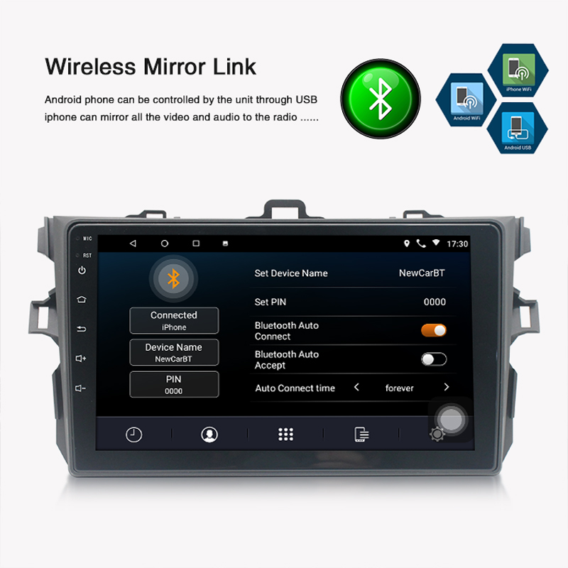 2DIN Android 10 Car Radio 9 Inch GPS Multimedia Player for 2008-2013 Toyota Corolla with WiFi Video Stereo