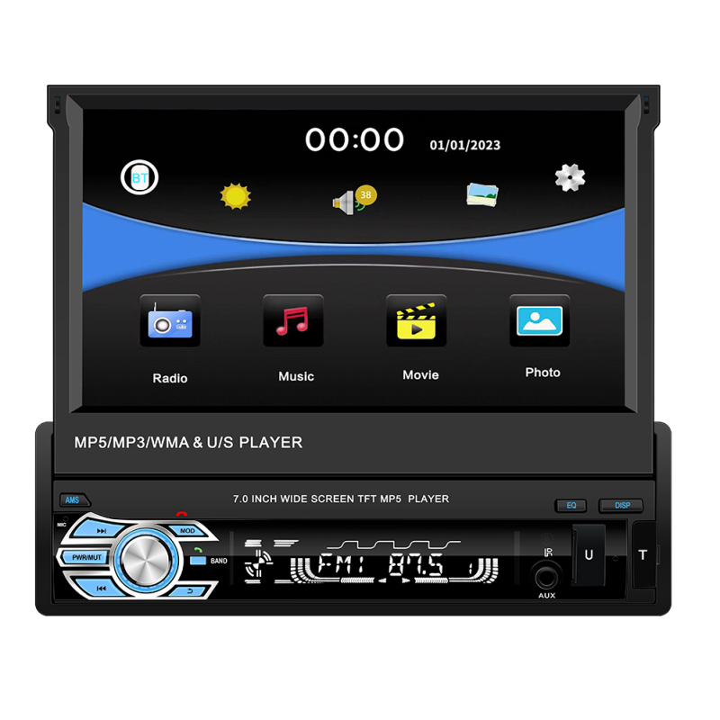 7 Inch Retractable and Detachable Car Screen MP3/MP4/MP5 Players Win-CE Radio Car Audio