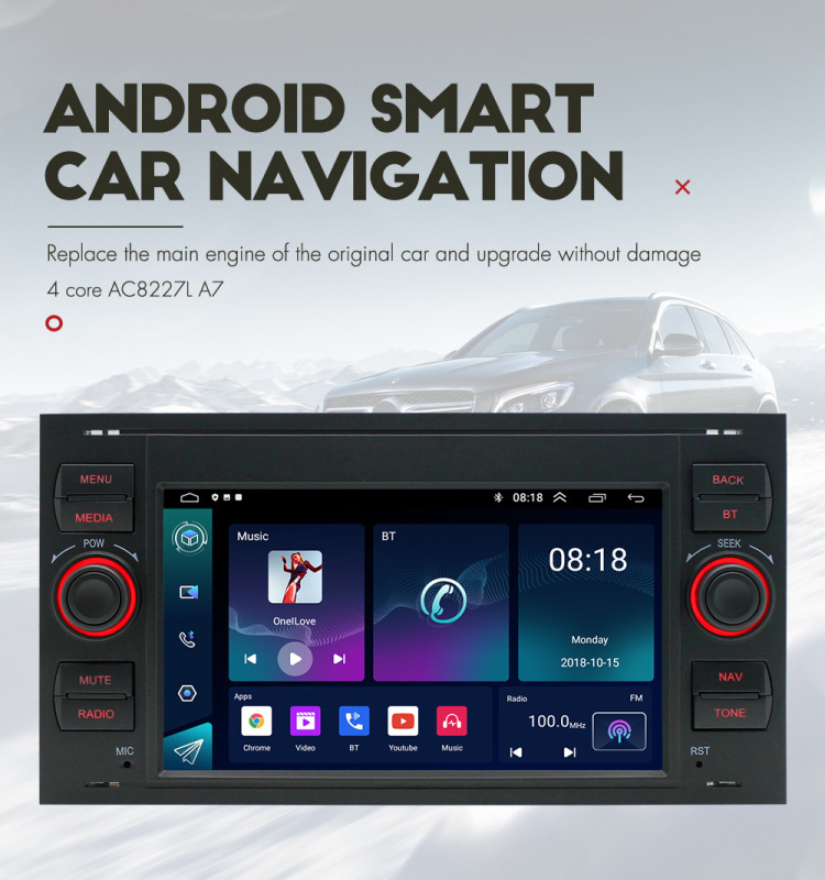 Quad-Core Android 12 Car Radio 2 DIN with Screen Music Audio for Ford Focus 2g RAM 16GB ROM