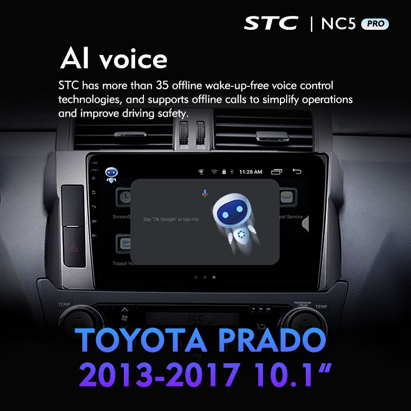 Car Android 10 2DIN WiFi Ai Voice Car Radio Audio for Toyota Prado 2014-2017 Car DVD Player