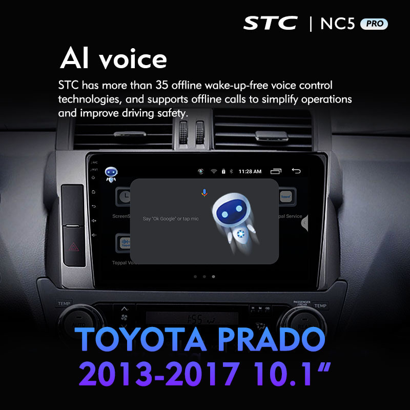 Car Android 10 2DIN WiFi Ai Voice Car Radio Audio for Toyota Prado 2014-2017 Car DVD Player
