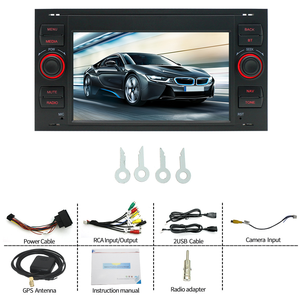 Quad-Core Android 12 Car Radio 2 DIN with Screen Music Audio for Ford Focus 2g RAM 16GB ROM