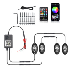 The Newest Waterproof RGB Rock Light 8 Pods Smart LED Lights with APP Control, 2 Music Modes for Cars, Suvs, Trucks