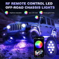 The Newest Waterproof RGB Rock Light 8 Pods Smart LED Lights with APP Control, 2 Music Modes for Cars, Suvs, Trucks