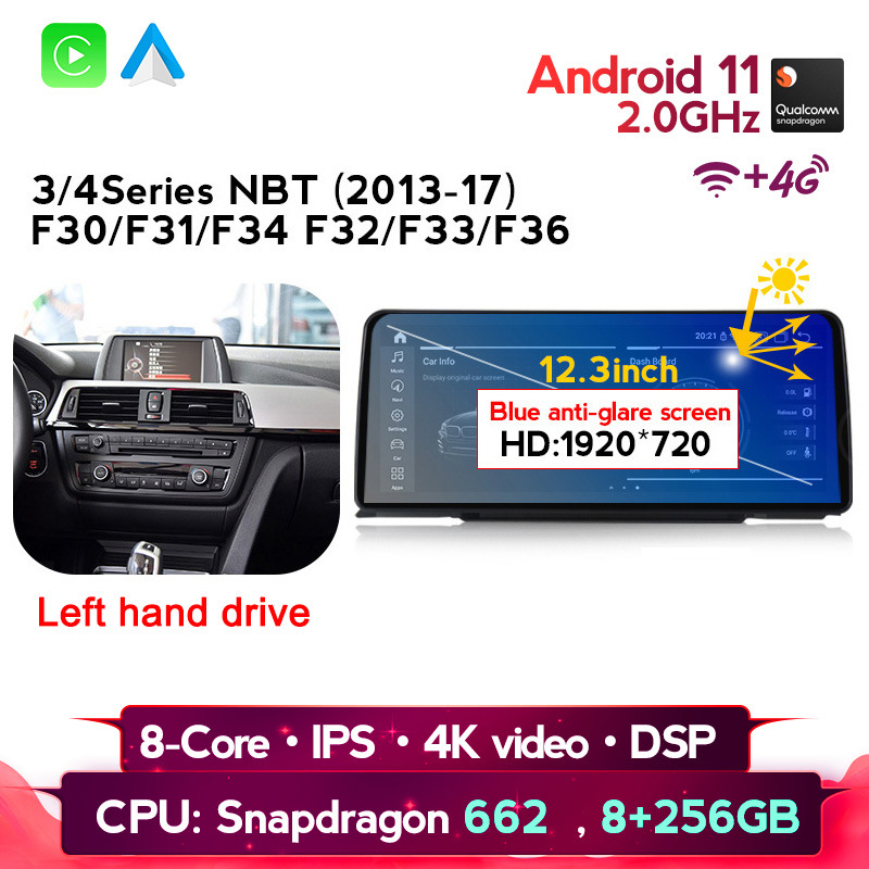 10.25" 12.3inch Wireless Multimedia Display Navigation& GPS Carplay Android Car Audio for BMW 3/4 Series F10 F21 F30 F31 F15 F16