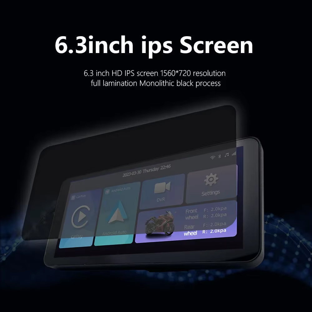 Ghf Universal Portable 6.3 Inch Touch Screen Wireless Motorcycle Carplay Android Car Radio GPS Ipx7 Waterproof Car MP3 Player