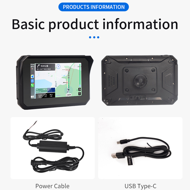 5 Inch Stereo Motorcycle Wireless Carplay Multimedia Video Display GPS Navigation WiFi Bt Waterproof Car Audio