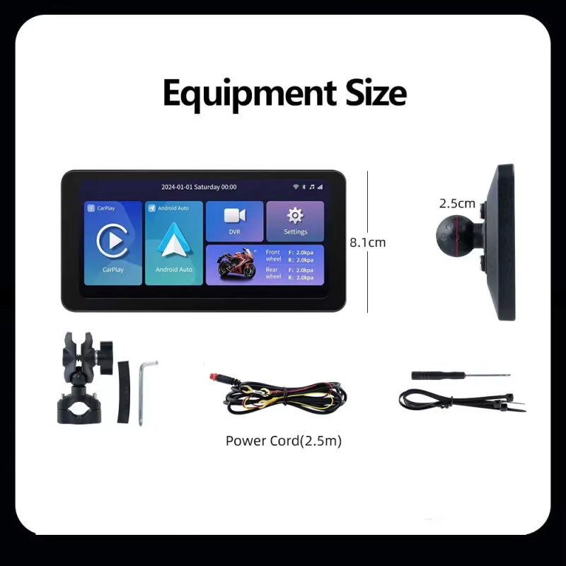 Ghf Universal Portable 6.3 Inch Touch Screen Wireless Motorcycle Carplay Android Car Radio GPS Ipx7 Waterproof Car MP3 Player