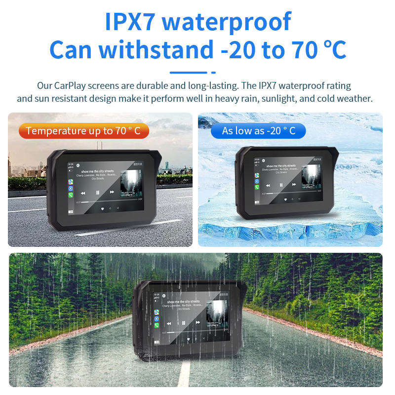 5 Inch Stereo Motorcycle Wireless Carplay Multimedia Video Display GPS Navigation WiFi Bt Waterproof Car Audio