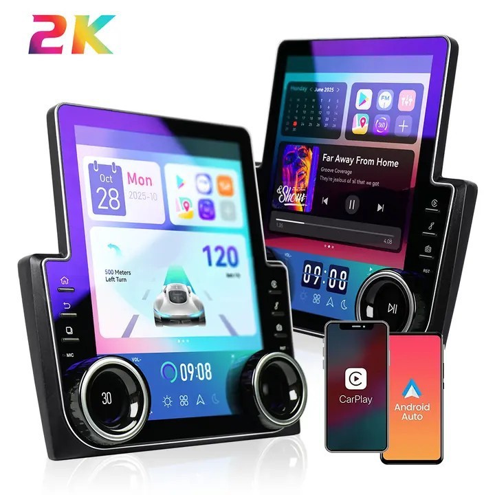 Popular Android 13 Car Audio 9.7 Inch Vertical Dual Knob Large Screen Multifunction Player with Apple Carplay/Reverse Camera