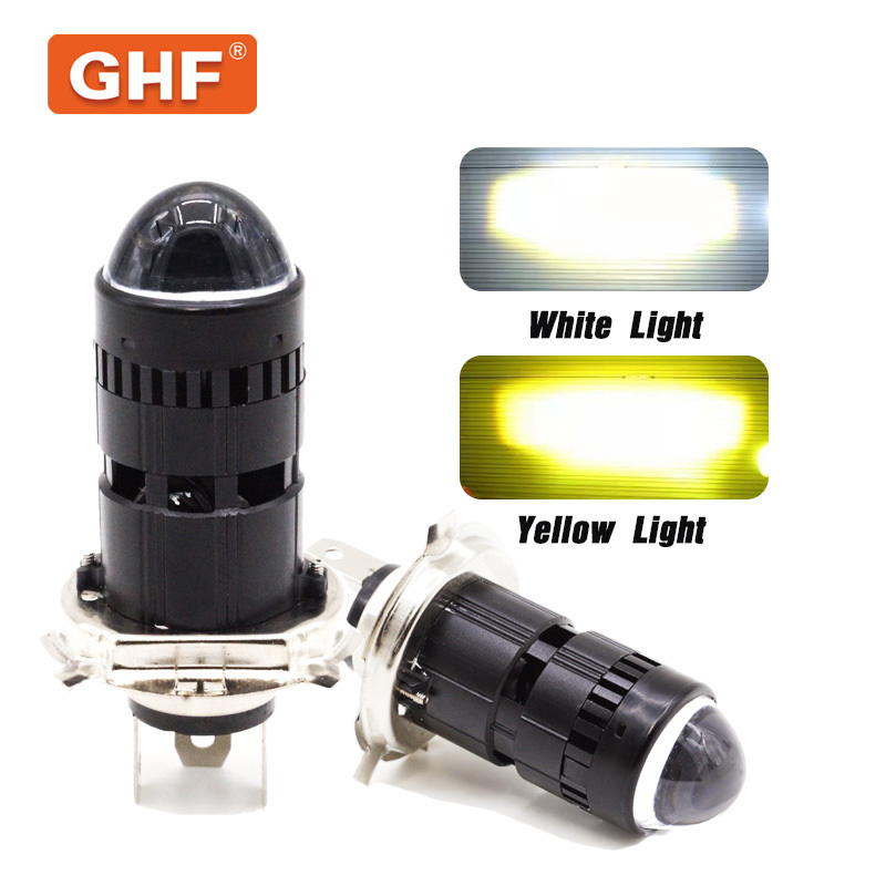 6000K White+3000K Yellow Auto Projector Lens Bulb 35W H4 H17 LED Motorcycle Car Headlight