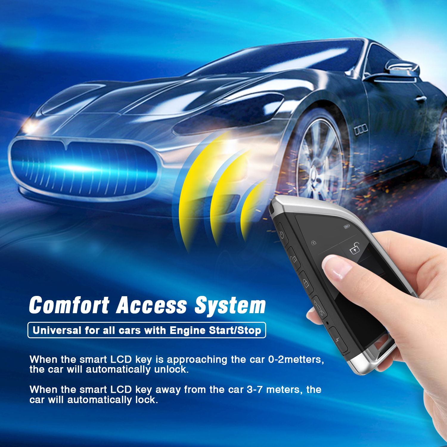 USB Chargeable Large Battery Smart Remote Control LCD Touch Screen Car Key