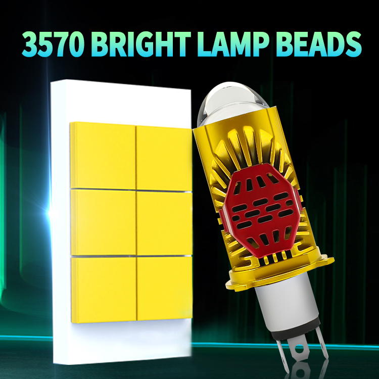 Motorcycle H4 LED Headlight Projector Lens 42W 4200lumem LED Bulbs High/Low Beam Car Bulb