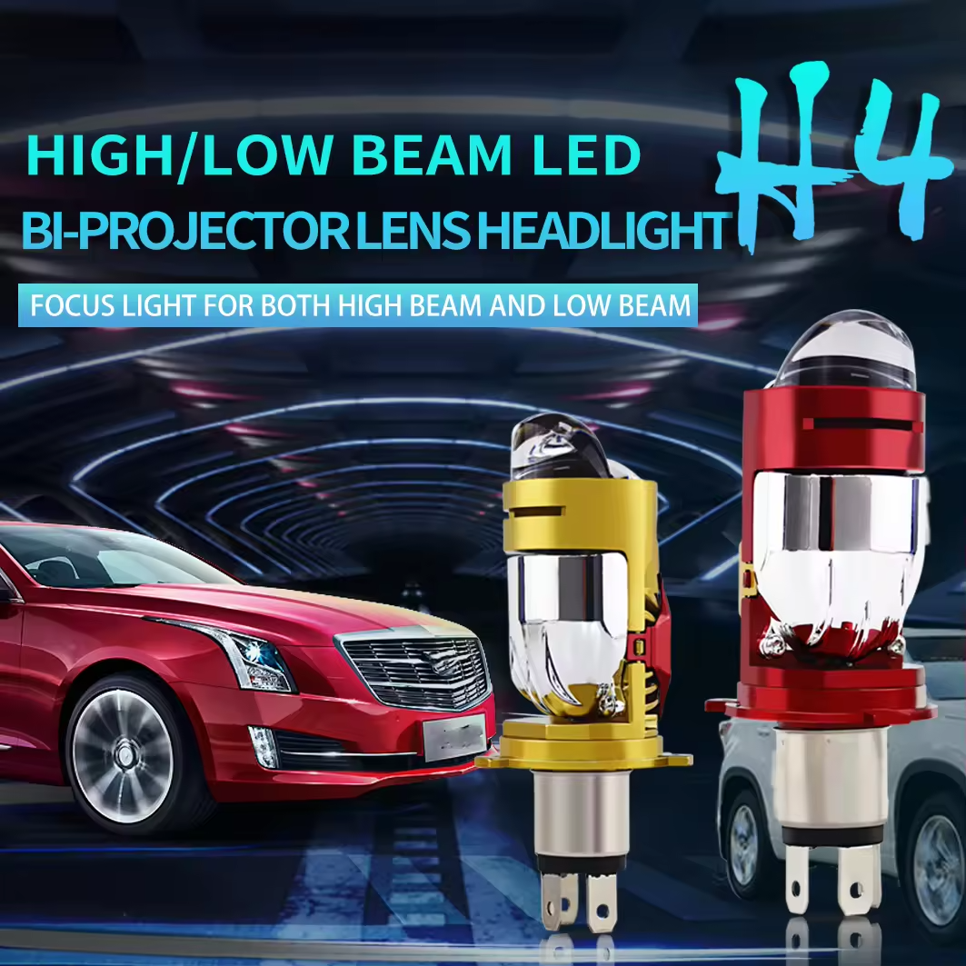 Motorcycle H4 LED Headlight Projector Lens 42W 4200lumem LED Bulbs High/Low Beam Car Bulb