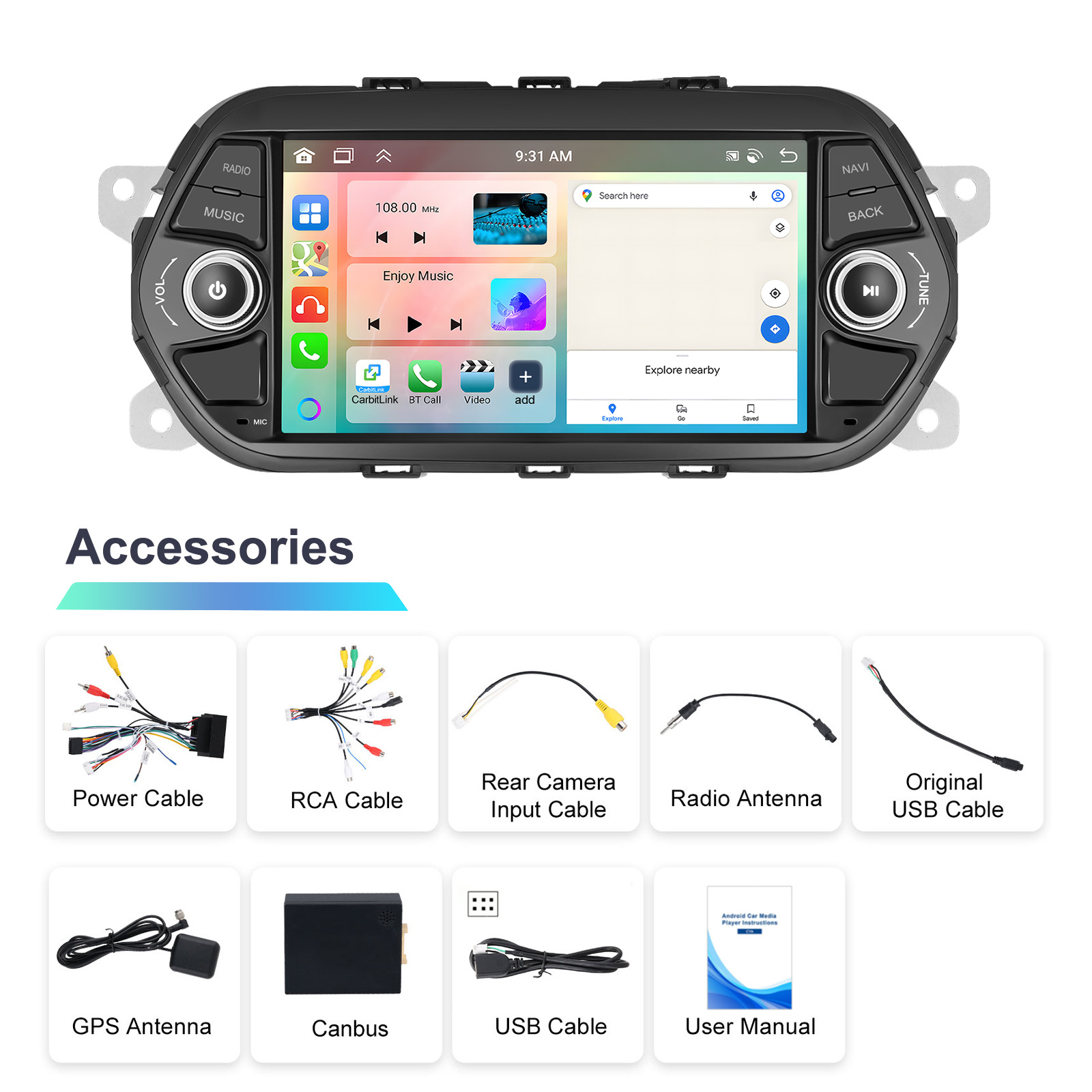 2 DIN 7′′ Autoradio GPS WiFi Dash Camera Video Car Audio for FIAT Tipo Egea 2015-2017