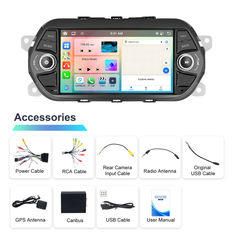 2 DIN 7′′ Autoradio GPS WiFi Dash Camera Video Car Audio for FIAT Tipo Egea 2015-2017