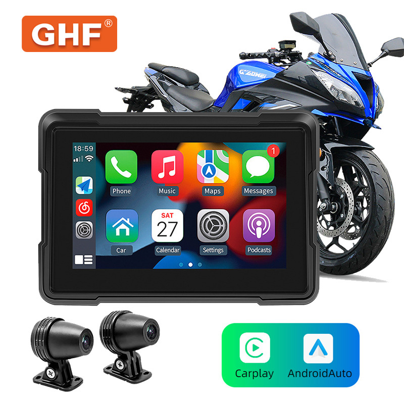 5 Inch IP67 Waterproof Touch Screen Car Stereo Motorcycle Carplay/Android Wireless Multimedia Motorrads Car Audio