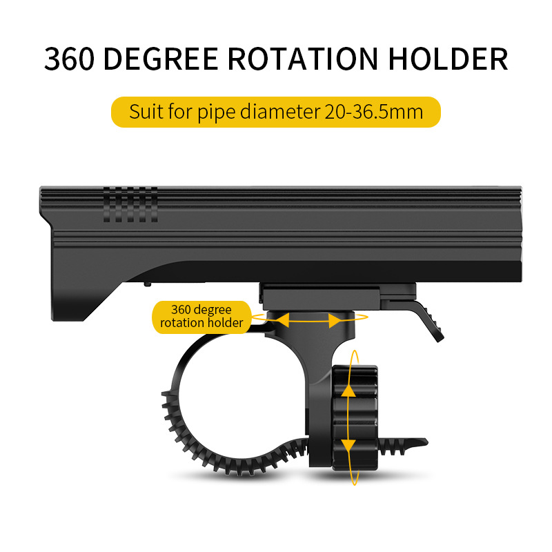 LED*12 7500K Power Display Type-C Rechargeable USB Waterproof Flashlight Bicycle Light