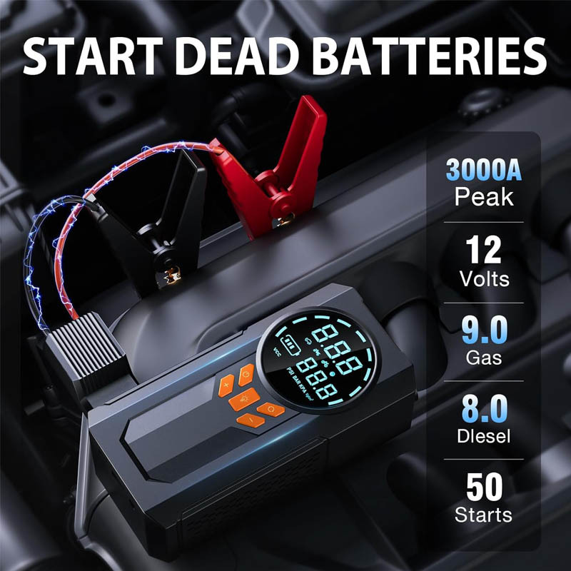 12V 8000mAh Tragbarer Car Jumper Battery Jump Starter with Power Bank Mit Taschenlampen-Starthilfe