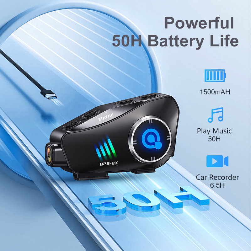 Integrated Waterproof Motorcycle Headset with Bluetooth HD Camera