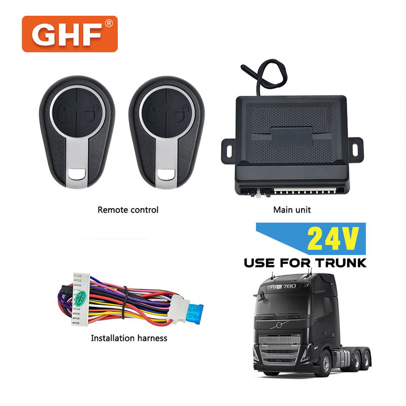 24V Universal Truck Keyless Entry System with 2 Remote Controls Central Locking Kit for Heavy Vehicles