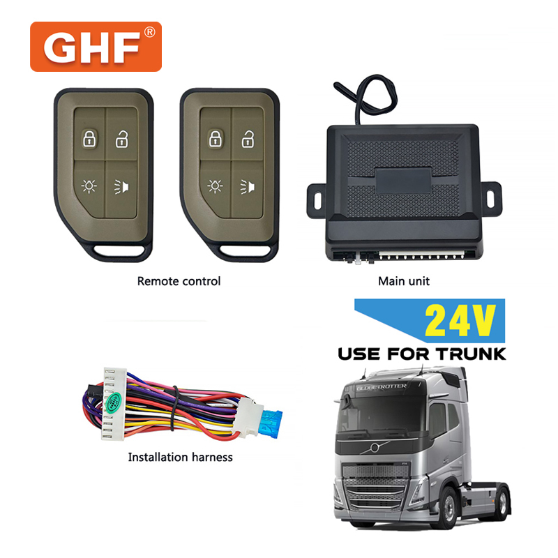 24V Universal Truck Keyless Entry System with 2 Remote Controls Central Locking Kit for Heavy Vehicles