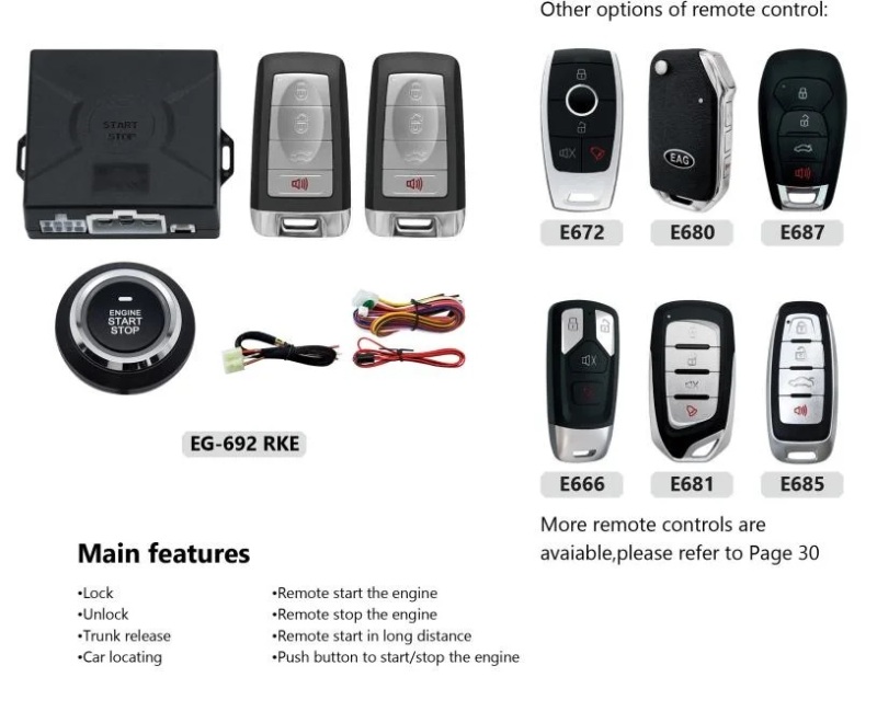 Wholesale 24V One Way Car Remote Start Engine Start Stop Keyless En