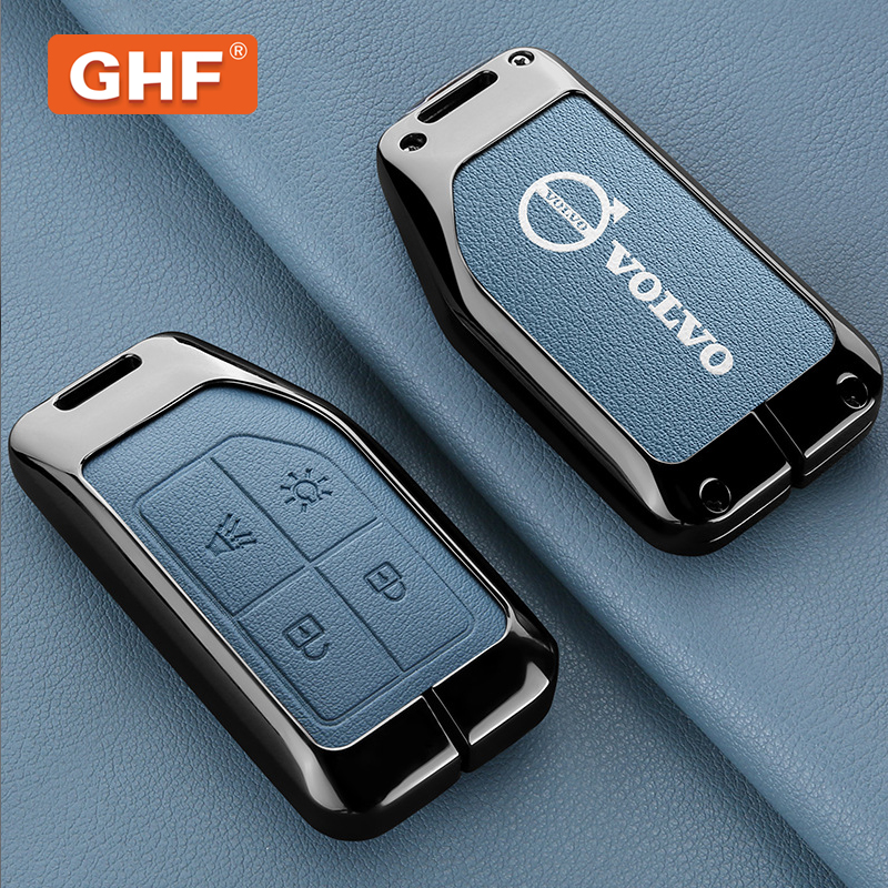 Wholesale Key Shell Leather Protection Zinc Alloy Car Key Case for Volvo