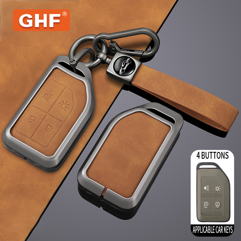 Wholesale Key Shell Leather Protection Zinc Alloy Car Key Case for Volvo