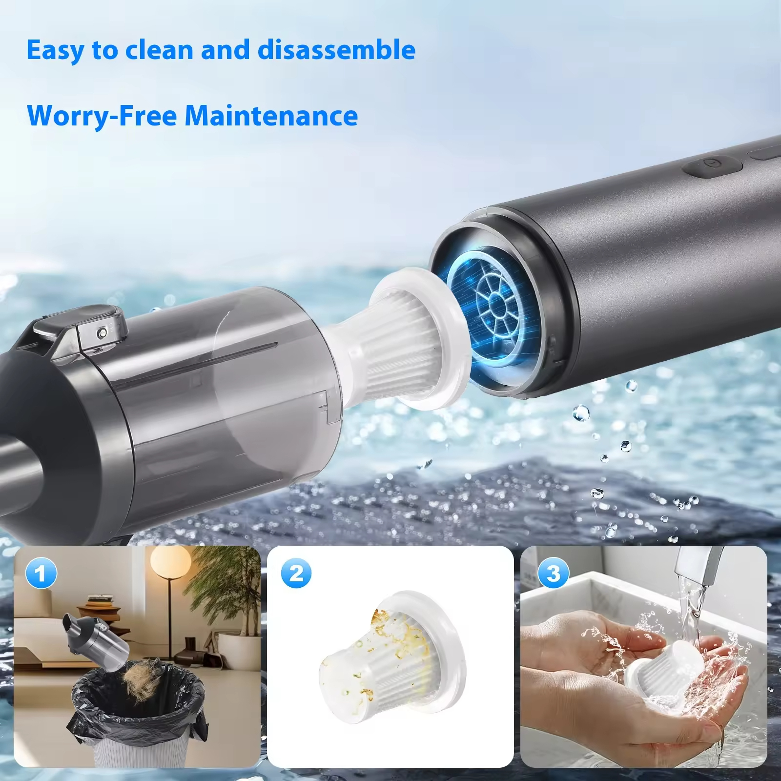 High-Power Wireless Vacuum Cleaner Car Handheld Integrated Suction Blow Dry Functions Bagless Vacuum Cleaners