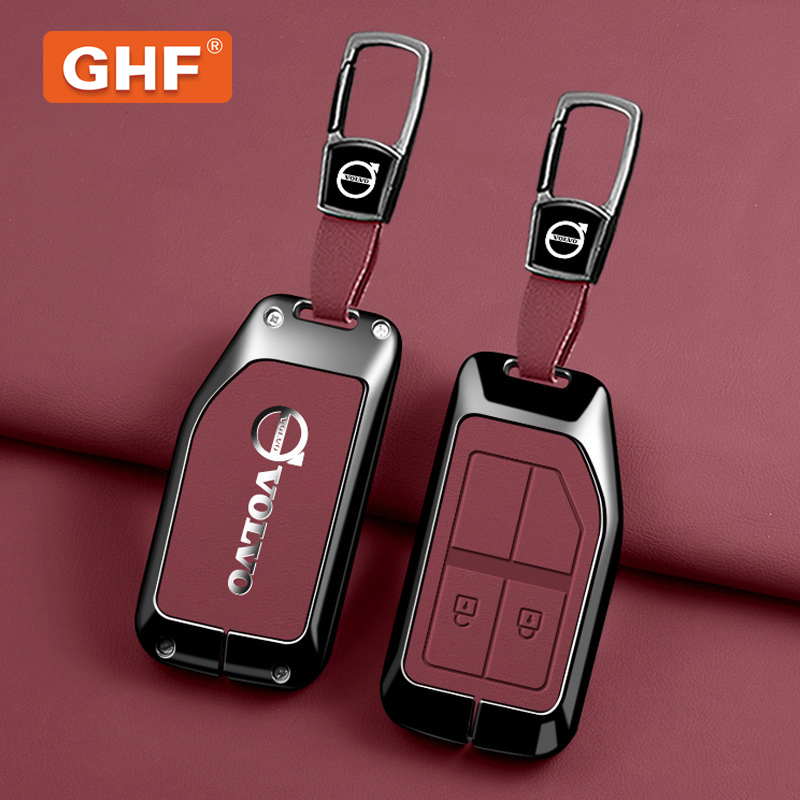 Wholesale Key Shell Leather Protection Zinc Alloy Car Key Case for Volvo