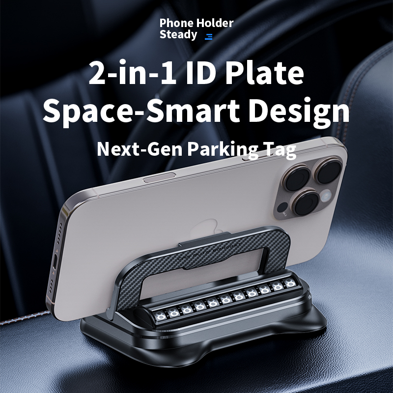 Number Plate 2-in-1 ID Plate Space Smart Design Table Dashboard Foldable Phone Holder