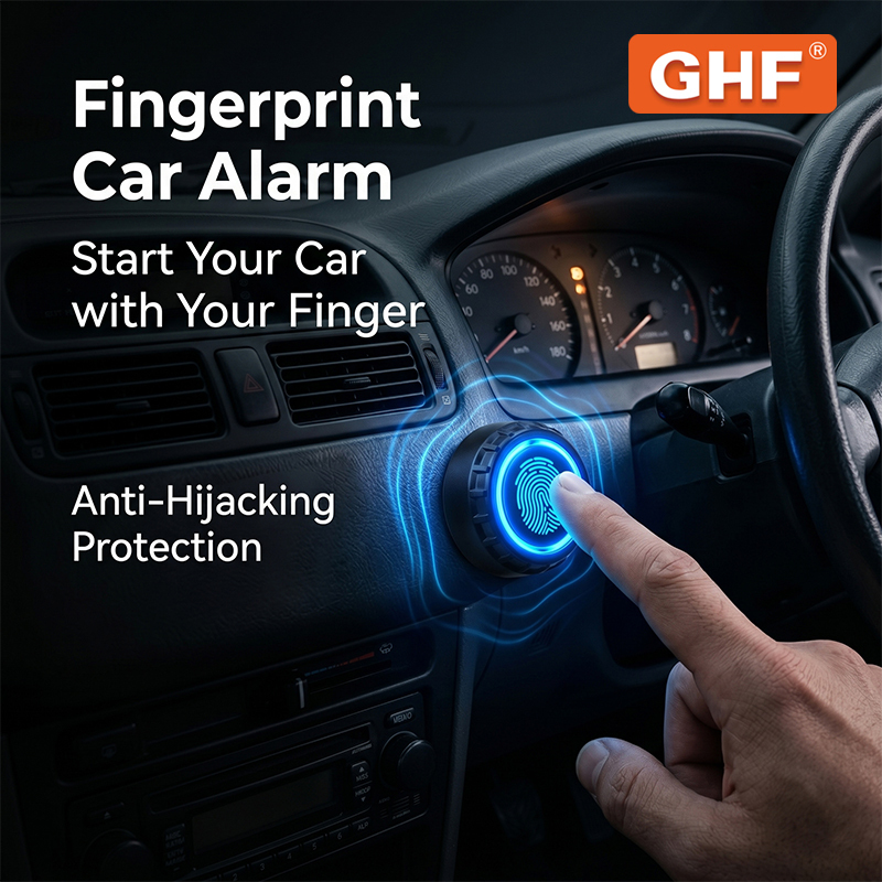 12V Vehicle Fingerprint Engine Lock High-Security Biometric Anti-Atraco Alarm System