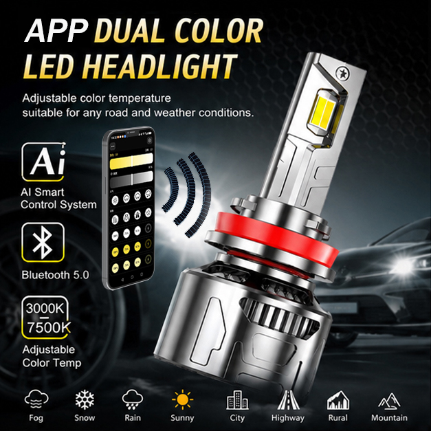APP Control Car LED Bulbs H11 13000lm Lumen LED Headlight Bulb for Foco LED Para Auto