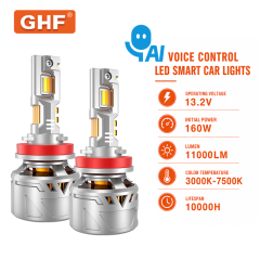 Ai Voice Controlled Smart 160W LED Headlight Bulbs 3000K-6500K Car Lights