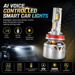 Ai Voice Controlled Smart 160W LED Headlight Bulbs 3000K-6500K Car Lights