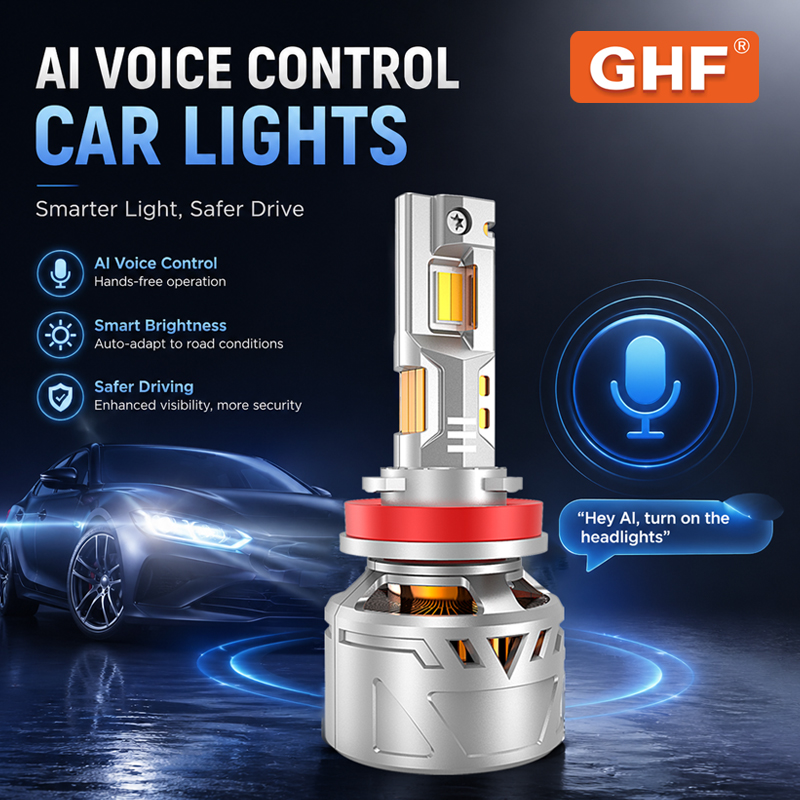 Ai Voice Controlled Smart 160W LED Headlight Bulbs 3000K-6500K Car Lights