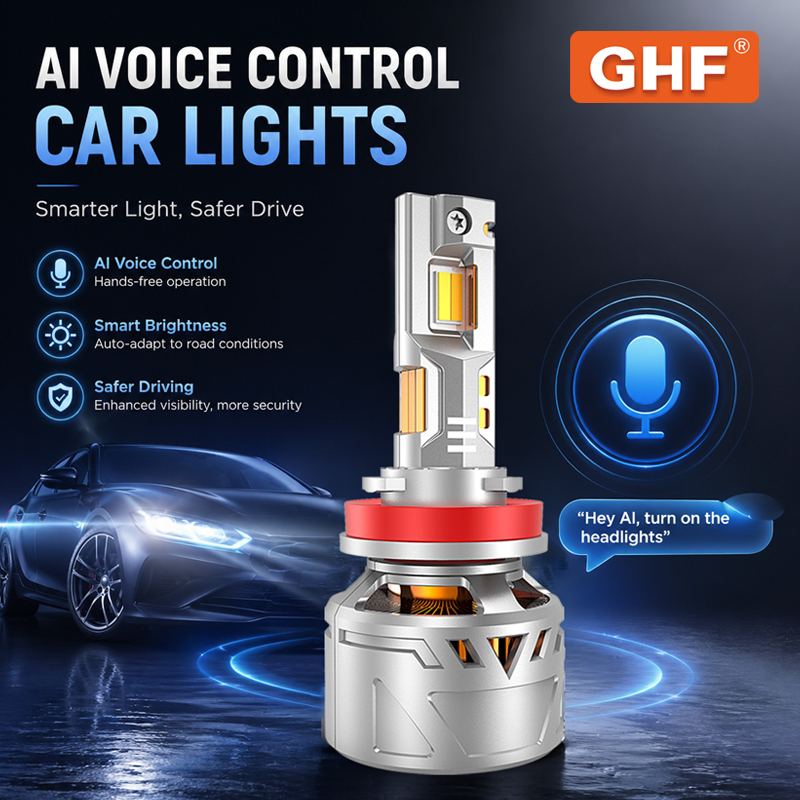 Ai Voice Controlled Smart 160W LED Headlight Bulbs 3000K-6500K Car Lights