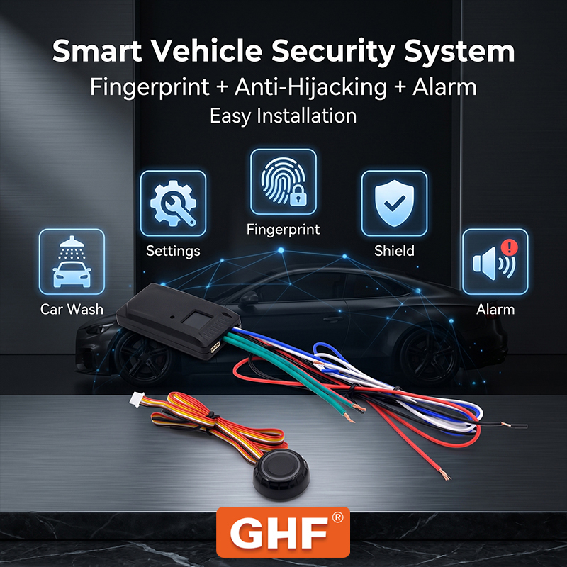 12V Vehicle Fingerprint Engine Lock High-Security Biometric Anti-Atraco Alarm System