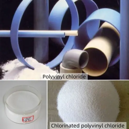 What are polyvinyl chloride, chlorinated polyethylene, and chlorinated polyvinyl chloride?