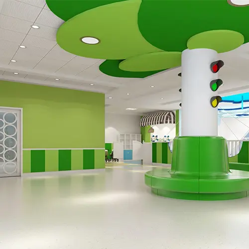 How to splice the PVC floor pattern in kindergarten?