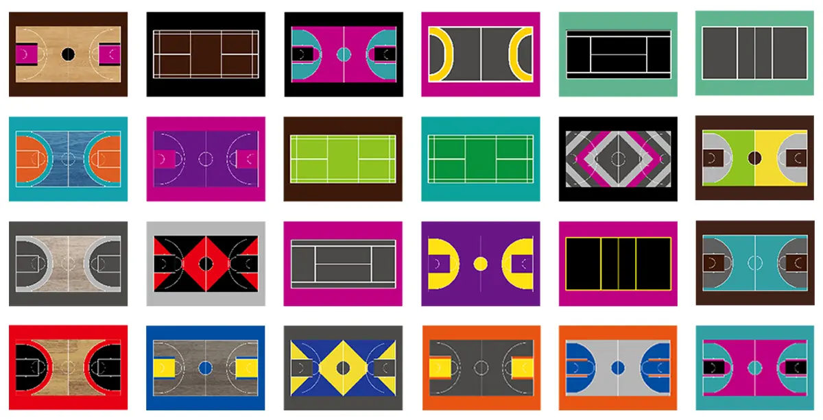 Referencia de estilo de colocaci&oacute;n de pisos de pisos deportivos de PVC