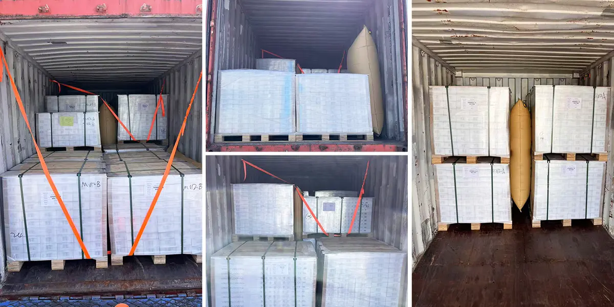 Our professional team is loading two sizes of SPC flooring.