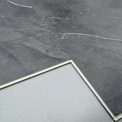 Deep Black Veined Stone SPC Tile
