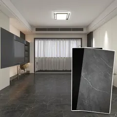 Deep Black Veined Stone SPC Tile