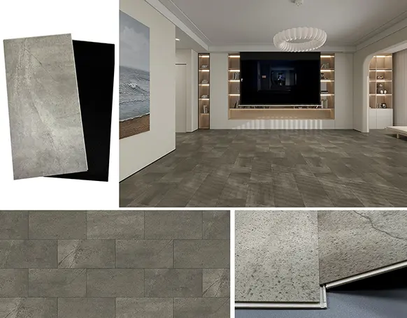 Industrial Cement Grey SPC Tile Application