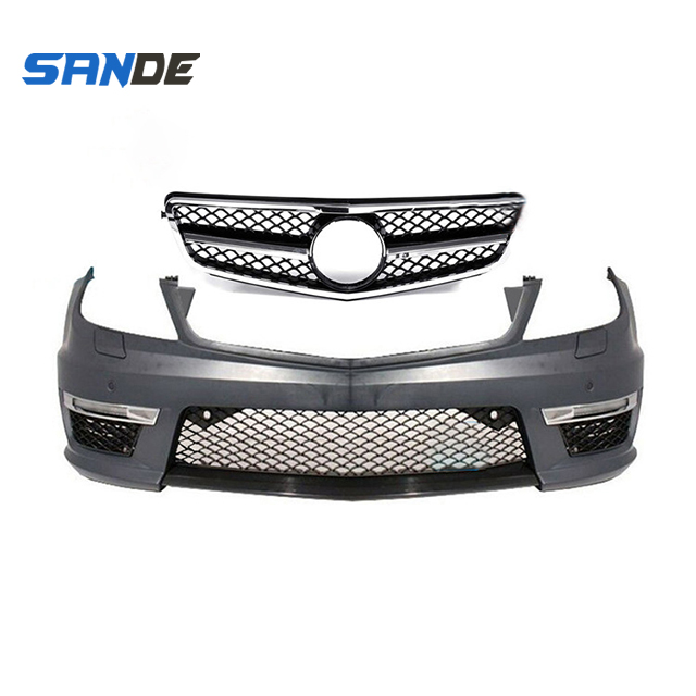Refit Grill 2011 2013 W204 C63 Front Bumper Assy For Mercedes W204 C63 body kit
