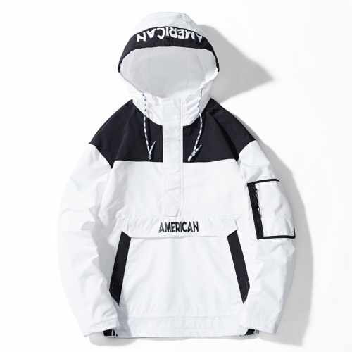 Bulk Utility Patchwork Pullover Jackets For Men Custom Hip Hop Streetwear Anorak Outdoor Men Hooded Windbreaker Jacket