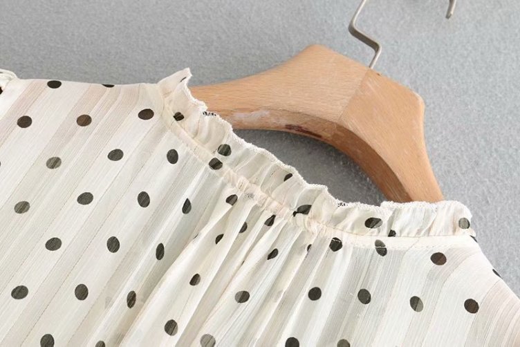 2019 Design Lady Loose Polka Dot Print Flounce Ruffles Women Mini Sexy Boho Beach Chiffon White Dress